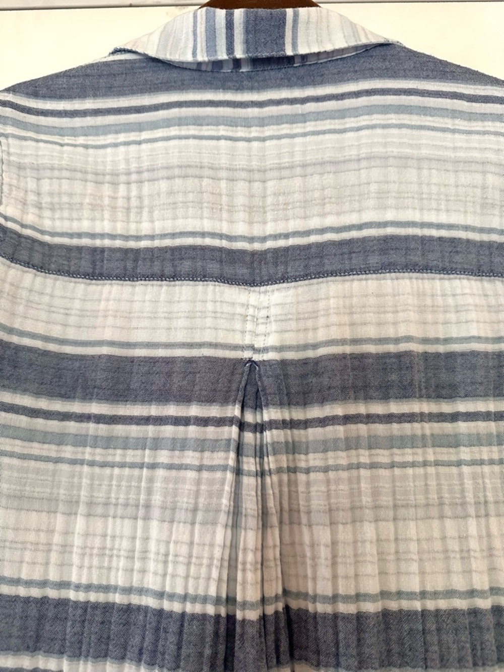 Beachlunchlounge 100% Cotton Coastal White/Blue Striped Gauze Popover Tunic XS - Picture 6 of 10